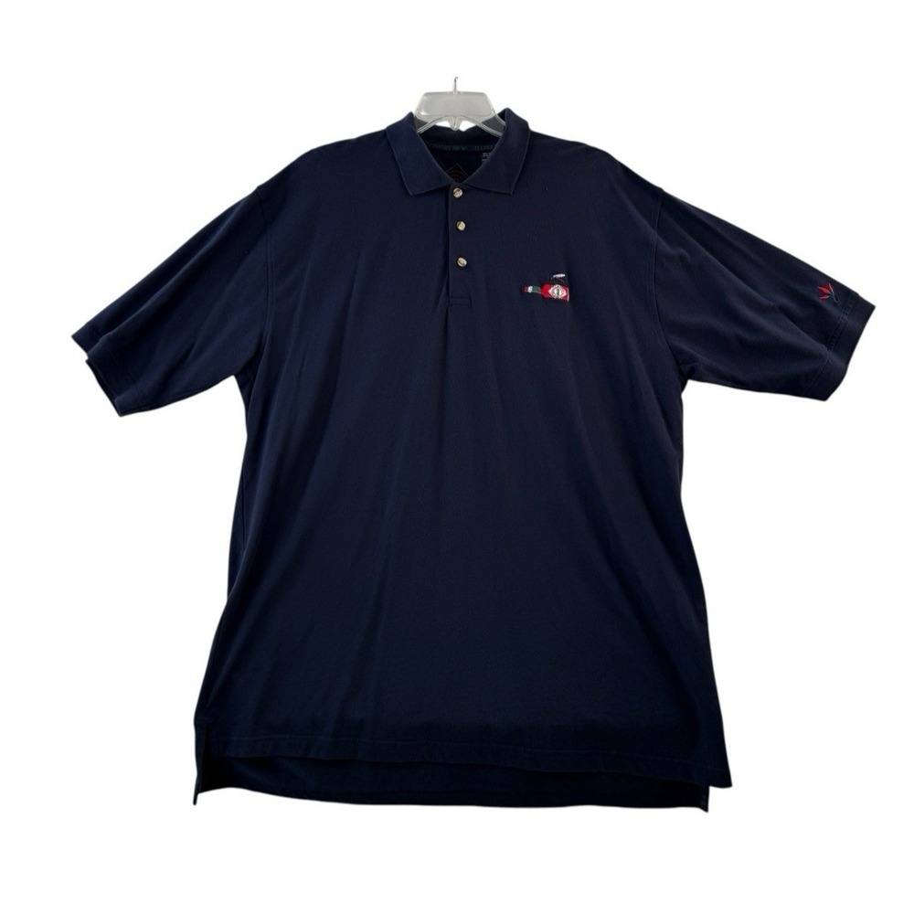 Tabasco Mens‎ Navy Blue Polo Shirt Size 2XL Short Sleeve Collared Cotton Logo